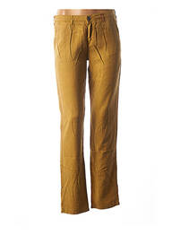 Pantalon droit fermeture zippée sous rabat boutonné taille basse jaune COUTURIST femme