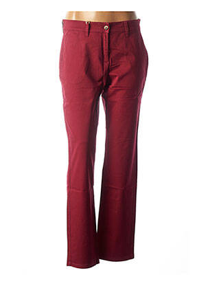 Pantalon droit fermeture zippée sous rabat boutonné taille normale rouge COUTURIST femme