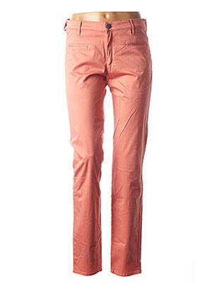 Pantalon droit fermeture zippée sous rabat boutonné taille normale rose COUTURIST femme