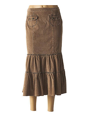 Jupe longue fermeture zippée au dos marron ROSA ROSAM femme