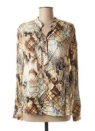 Blouse poignets boutonnés avec fente manches longues beige QUATTRO femme