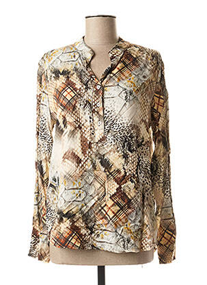 Blouse poignets boutonnés avec fente manches longues beige QUATTRO femme