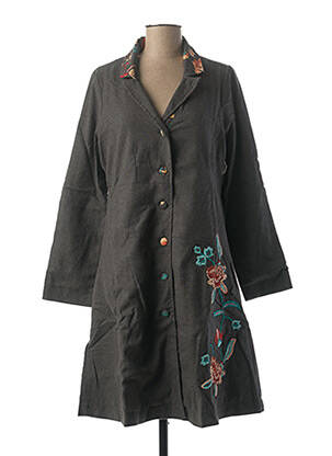 Manteau long coupe cintrée sans capuche gris RHUM RAISIN femme