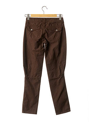 Pantalon droit fermeture zippée sous rabat boutonné taille basse marron DDP femme