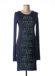 Robe mi-longue imprimé fantaisie manches longues bleu QUATTRO femme