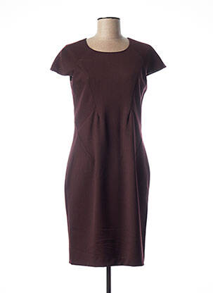 Robe mi-longue fermeture zippée au dos manches courtes violet QUATTRO femme
