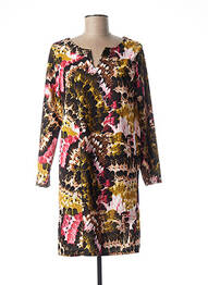Robe mi-longue imprimé fleurs manches longues noir QUATTRO femme