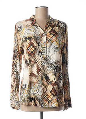 Blouse poignets boutonnés avec fente manches longues beige QUATTRO femme