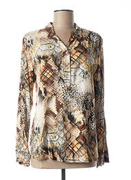Blouse poignets boutonnés avec fente manches longues beige QUATTRO femme