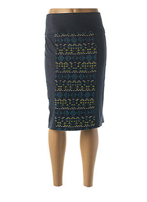 Jupe mi-longue stretch bleu QUATTRO femme