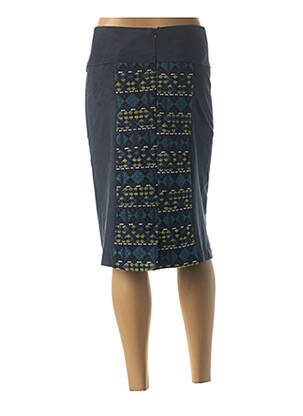 Jupe mi-longue stretch bleu QUATTRO femme