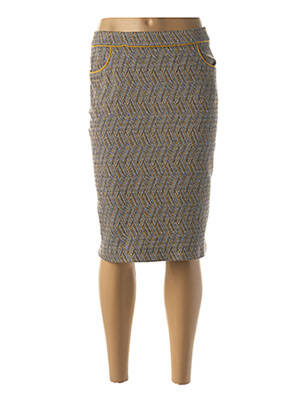 Jupe mi-longue stretch jaune QUATTRO femme