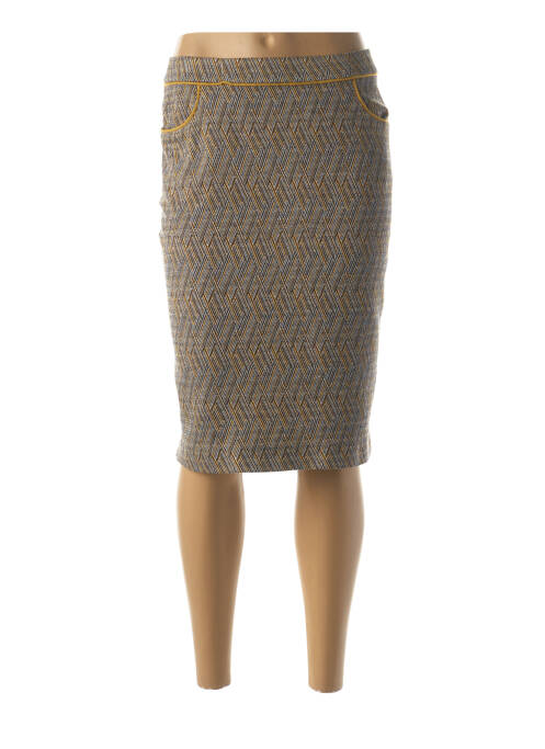 Jupe mi-longue coupe droite jaune QUATTRO femme