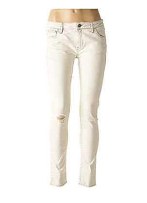 Jeans skinny tissage brut taille basse beige REIKO femme