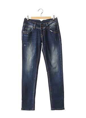 Jeans coupe slim broderie rivets taille basse bleu LBT femme