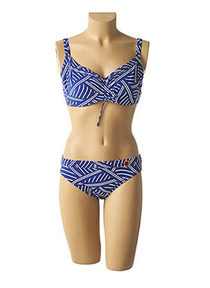 Maillot de bain 2 pièces stretch bleu BELCOR femme