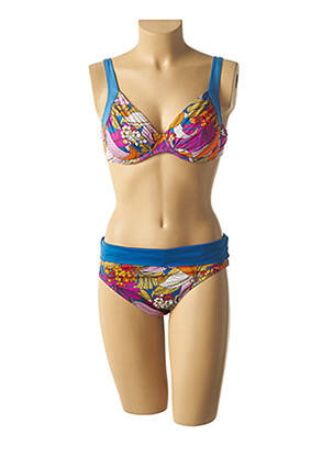 Maillot de bain 2 pièces stretch bleu BELCOR femme