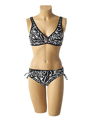 Maillot de bain 2 pièces stretch haut soutien-gorge moulé noir BELCOR femme