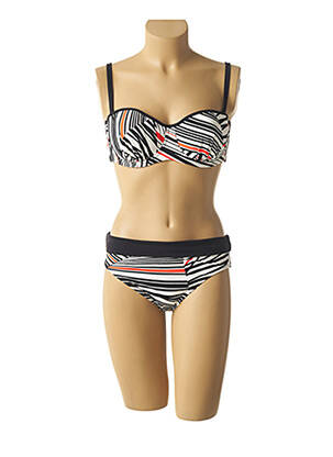 Maillot de bain 2 pièces stretch haut bandeau blanc BELCOR femme