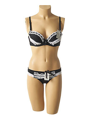 Ensemble lingerie bretelles élastiquées ajustables noir LUNNA femme
