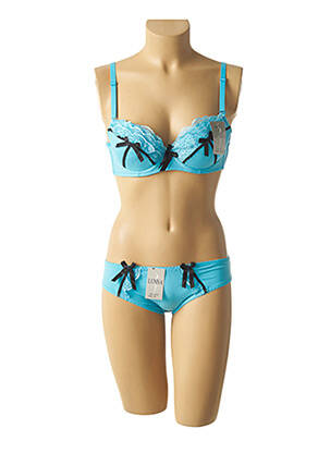 Ensemble lingerie bretelles élastiquées ajustables bleu LUNNA femme