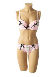 Ensemble lingerie bretelles élastiquées ajustables rose LUNNA femme