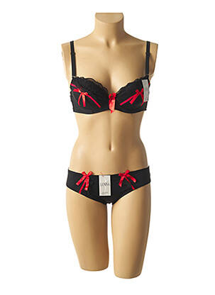 Ensemble lingerie bretelles élastiquées ajustables noir LUNNA femme