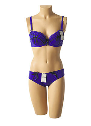 Ensemble lingerie bretelles élastiquées ajustables bleu LUNNA femme