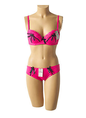 Ensemble lingerie bretelles élastiquées ajustables rose LUNNA femme