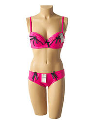 Ensemble lingerie bretelles élastiquées ajustables rose LUNNA femme