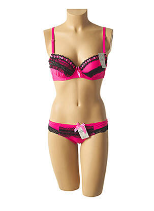 Ensemble lingerie tissage métallisé rose LUNNA femme