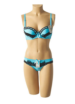 Ensemble lingerie tissage métallisé bleu LUNNA femme