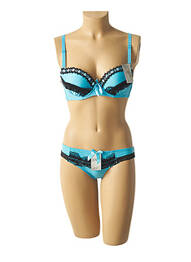 Ensemble lingerie tissage métallisé bleu LUNNA femme
