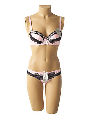 Ensemble lingerie tissage métallisé rose LUNNA femme