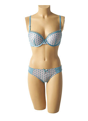 Ensemble lingerie tissage métallisé bleu HANA femme