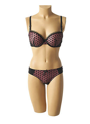 Ensemble lingerie tissage métallisé noir HANA femme