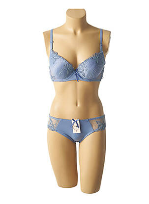 Ensemble lingerie bretelles élastiquées ajustables bleu HANA femme