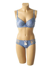 Ensemble lingerie bretelles élastiquées ajustables bleu HANA femme