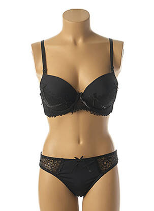 Ensemble lingerie string noir HANA femme