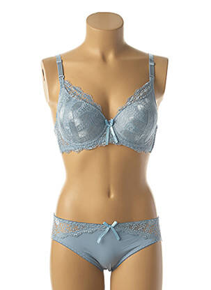 Ensemble lingerie tanga bleu HANA femme