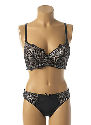 Ensemble lingerie string noir HANA femme