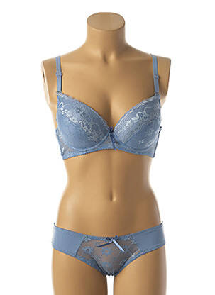 Ensemble lingerie culotte bleu HANA femme