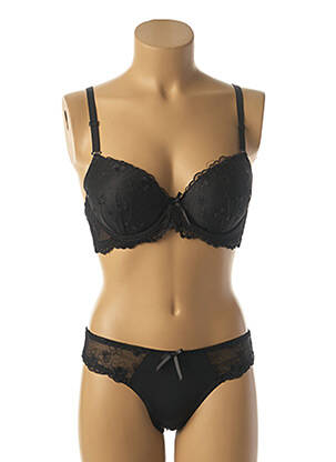 Ensemble lingerie string noir HANA femme