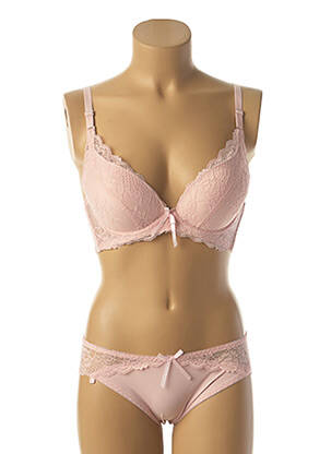 Ensemble lingerie bretelles élastiquées ajustables rose HANA femme