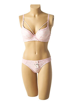 Ensemble lingerie tissage dentelle rose HANA femme