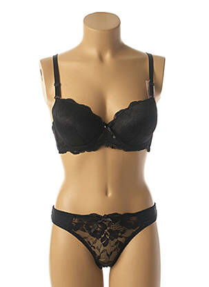Ensemble lingerie string noir HANA femme