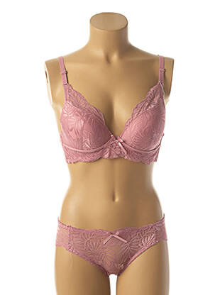Ensemble lingerie bretelles élastiquées ajustables rose HANA femme