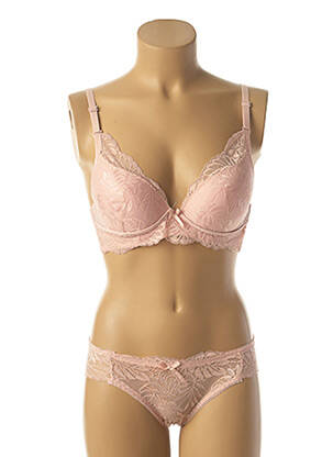 Ensemble lingerie bretelles élastiquées ajustables rose HANA femme