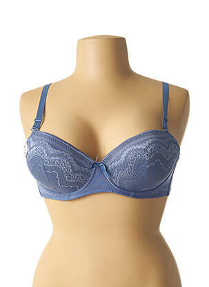 Soutien-gorge tissage dentelle haut soutien-gorge moulé bleu HANA femme
