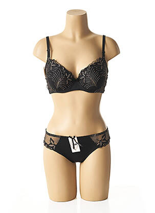 Ensemble lingerie bretelles élastiquées ajustables noir HANA femme